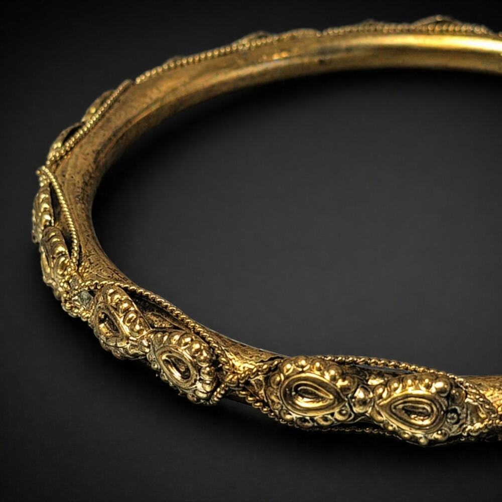 Vintage Boho Bangle Bracelet 7" Ornate- Large Spacer Bracelet- Stacking‎ bn-2
